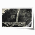 Colorful abstract landscape wall art featuring vibrant rock formations and a serene sky, designed for modern home decor, rolled for easy framing and display.