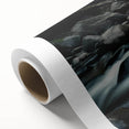 Rolled canvas showcasing a vibrant abstract landscape with rocky formations in rich earth tones, perfect for modern home decor and artistic expression.