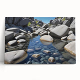 Stretched canvas wall art featuring a stunning landscape design with rocky formations and vibrant colors, ideal for modern home decor and art enthusiasts.
