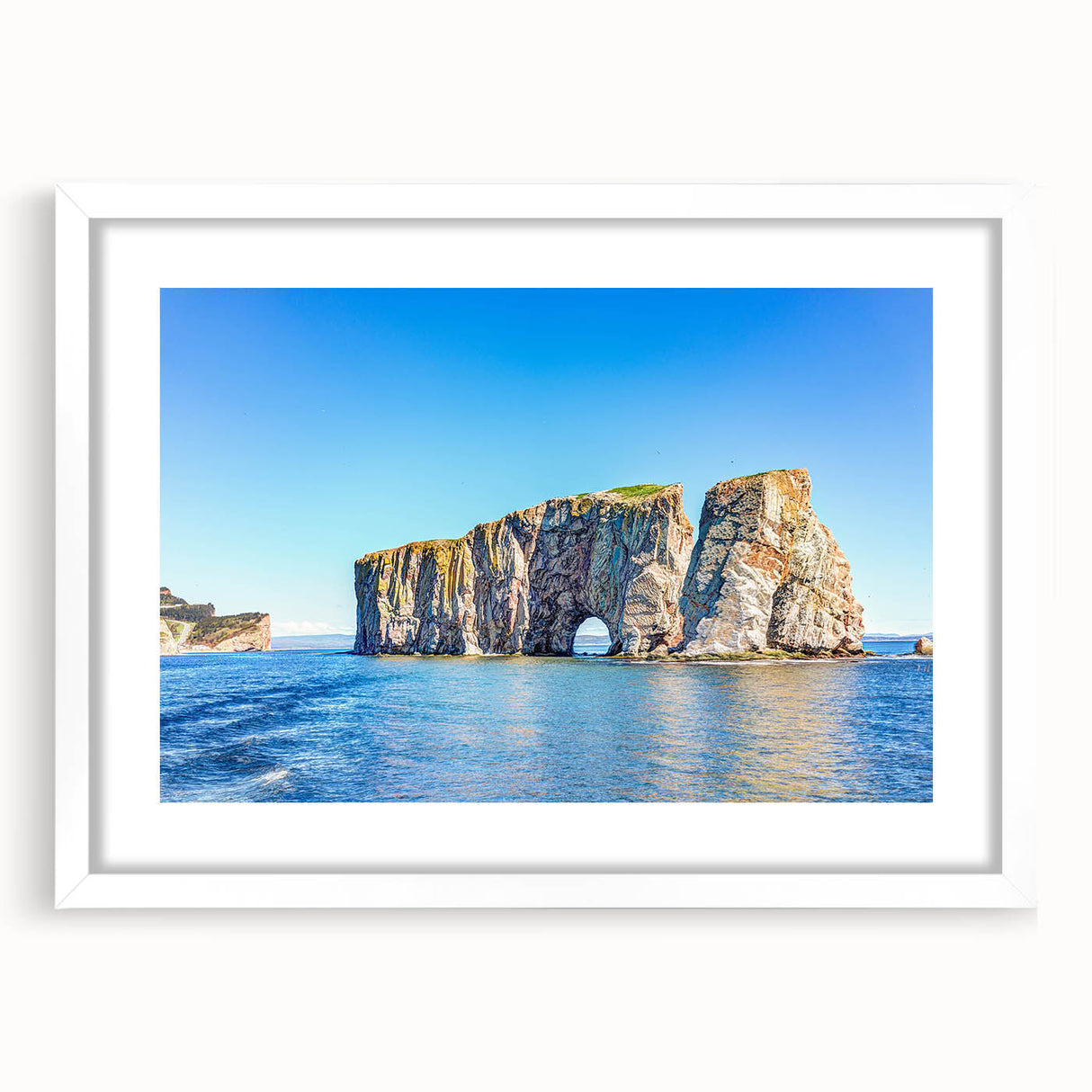 Framed landscape wall art featuring abstract rock designs in earthy tones, presented with a white mat for a modern aesthetic, ideal for home decor.