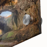 Close-up of a stunning acrylic glass artwork showcasing a vibrant landscape with intricate rock formations, perfect for modern home decor. Ideal for adding a touch of nature-inspired elegance to any space.