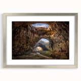 Framed landscape wall art collection showcasing a serene rocky terrain design, featuring a silver mat and elegant frame, perfect for home decor enhancement.