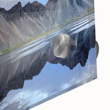 Close-up of a stunning acrylic glass wall art piece showcasing intricate rock formations and vibrant landscapes, ideal for modern home decor and nature enthusiasts.