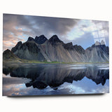 Acrylic wall art showcasing abstract landscape design with layered rocks in earthy tones, elegantly displayed from a side view, perfect for modern decor.