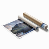 Rolled print showcasing a stunning landscape design featuring vibrant rocks and earthy tones, ideal for home decor, packaged securely in a protective tube.