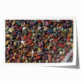 Rolled canvas print showcasing a stunning abstract landscape with vibrant rock formations and earthy tones, perfect for modern home decor and wall art collections.