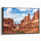 Framed canvas wall art showcasing a stunning landscape design with textured rocks and vibrant colors, viewed from the side, perfect for home decor.