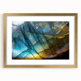 Framed landscape wall art featuring a serene rocky terrain design with a gold mat, ideal for adding elegance and tranquility to home decor.