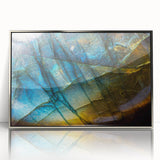 Framed acrylic wall art featuring a modern landscape with textured rocks and silver accents, ideal for contemporary home decor. Perfect for adding elegance to living spaces.