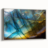 Framed canvas wall art showcasing a serene landscape with rocks, featuring a silver frame, perfect for modern home decor. Ideal for adding a calming touch to any room.