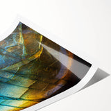 Abstract landscape wall art print showcasing a rocky terrain with vibrant hues of blue and orange, ideal for modern home decor. Perfect for adding a touch of nature-inspired elegance to any space.