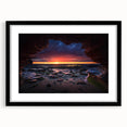 Framed black wall art design showcasing a serene landscape with rocks, featuring a matte finish and contemporary style, perfect for modern home decor.