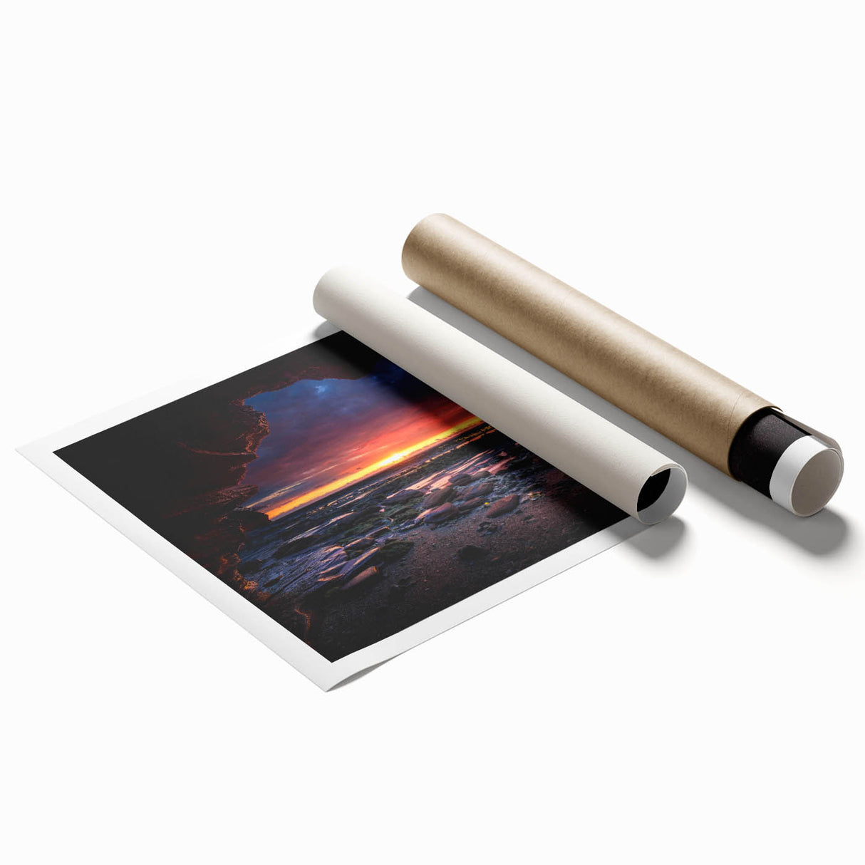 Rolled print showcasing a vibrant landscapes and rocks design, perfect for home decor. Features rich colors and intricate details, ideal for art enthusiasts.
