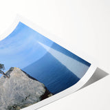 Colorful abstract landscape print featuring textured rocks and vibrant hues, perfect for modern home decor; rolled and ready for framing.