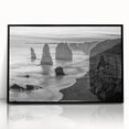 Framed acrylic wall art featuring a serene seascape design, showcasing vibrant blue and green hues with a sleek black frame, perfect for modern home decor.