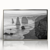Framed acrylic wall art featuring a serene seascape design with soft blue and silver tones, ideal for modern home decor. Perfect for adding a tranquil touch to any room.