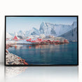 Framed acrylic wall art showcasing a vibrant seascape design with a black frame, perfect for modern home decor. Ideal for adding coastal charm to any space.