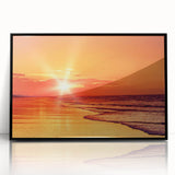 Framed acrylic wall art collection showcasing vibrant landscapes and seascapes, featuring a sleek black frame, ideal for enhancing home decor aesthetics.
