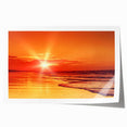 Vibrant rolled wall art print showcasing serene seascape design with soft blues and sandy hues, perfect for coastal-themed decor, packaged securely in a tube.