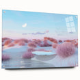 Acrylic glass wall art piece showcasing a serene seascape design, elegantly framed and pinned for display, perfect for coastal-themed interior decor.