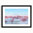 Framed black wall art featuring a serene seascape design with a mat, showcasing calming ocean waves and a vibrant sunset, perfect for home decor.