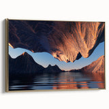 Framed wall art collection showcasing a serene seascape design with gold accents, displayed from a side view against a neutral background, perfect for home decor.