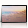 Framed acrylic wall art collection featuring serene seascapes and landscapes in a stylish black frame, showcasing vibrant ocean hues and tranquil natural scenes. Perfect for enhancing modern home decor with an artistic touch.
