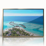 Framed wall art collection showcasing a vibrant seascape design with gold accents, ideal for enhancing coastal-themed interiors and creating a serene atmosphere.