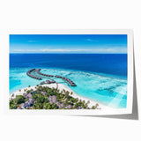 Rolled print showcasing a serene coastal landscape with soft waves and a pastel sunset, designed for wall art decor, elegantly packaged in a protective tube.