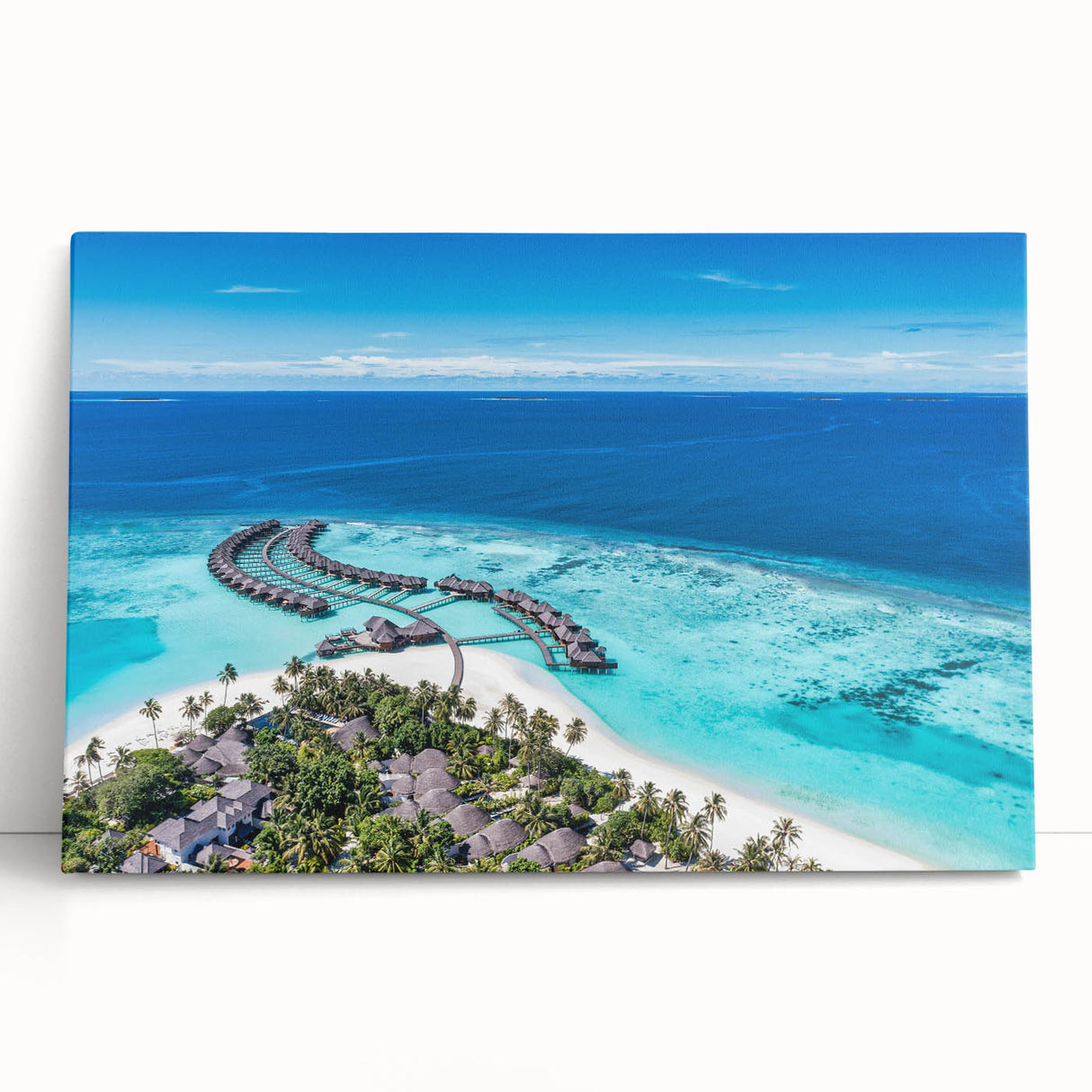 Stretched canvas wall art from the Landscapes & Seascapes collection, showcasing a vibrant ocean scene with rich blues and greens, perfect for coastal decor.
