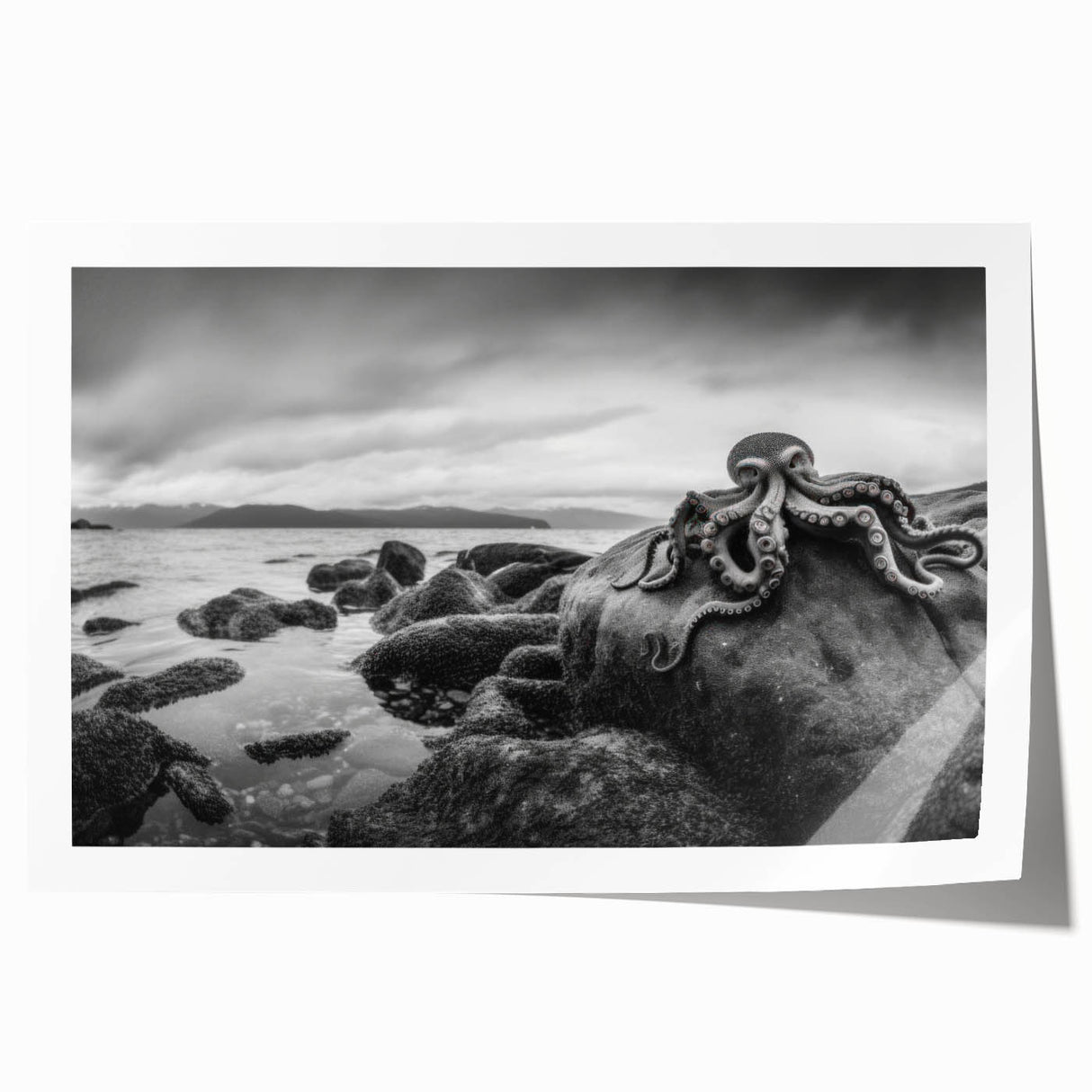 Vibrant rolled print of a seascape design showcasing a serene beach sunset, featuring soft pastel colors and gentle waves, perfect for home decor.