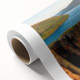 Rolled canvas showcasing a serene seascape design with vibrant blues and soft whites, ideal for coastal-themed decor. Perfect for enhancing any living space.