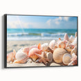 Framed canvas wall art showcasing a vibrant seascape design with a black frame, perfect for enhancing modern home decor. Ideal for coastal-themed interiors.