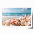 Rolled print of a serene seascape landscape featuring vibrant blues and greens, showcasing gentle waves and a clear sky, ideal for home decor.