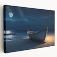 Stretched canvas wall art showcasing a serene seascape design in calming blue and white tones. Ideal for coastal-themed decor, enhancing any living space with tranquility.