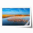 Vibrant landscape wall art print showcasing a serene seascape scene with gentle waves and a colorful sunset, rolled for easy framing and display.