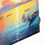 Close-up of a vibrant seascape wall art piece featuring colorful acrylic glass design, showcasing intricate details of waves and coastal hues, perfect for home decor.