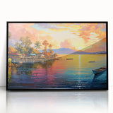 Framed acrylic wall art featuring a serene seascape design with vibrant blues and greens, showcasing a tranquil ocean view, perfect for coastal-themed decor.