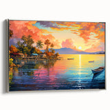 Framed canvas wall art showcasing a serene seascape design with silver accents, ideal for coastal decor. Perfect for enhancing living spaces with tranquility.