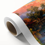 Vibrant rolled canvas artwork showcasing a serene seascape design with calming blues and greens, ideal for enhancing modern home decor. Perfectly packaged in a protective cardboard tube for safe delivery.