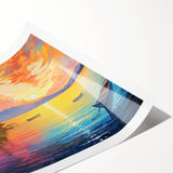 Rolled canvas print showcasing a serene seascape design, featuring soft blue and green hues, elegantly packaged in a protective cardboard tube for art enthusiasts.