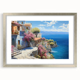 Framed wall art collection showcasing a serene seascape design with a silver mat, perfect for enhancing home decor with coastal elegance and tranquility.