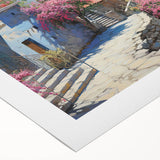 Rolled canvas showcasing a vibrant seascape design with waves and a sunset, elegantly packaged in a protective cardboard tube for wall decor enthusiasts.