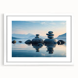 Framed wall art collection featuring a serene seascape design, showcasing vibrant blue ocean waves and a soft white mat, perfect for enhancing home decor.