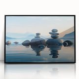 Framed acrylic wall art collection featuring serene landscapes and seascapes in a black frame, ideal for enhancing home decor with nature-inspired elegance.