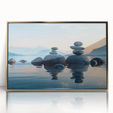Framed acrylic wall art showcasing a stunning seascape design with gold accents, perfect for modern home decor. This piece adds elegance and warmth to any space.