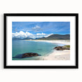Framed wall art collection featuring seascapes and landscapes with a black mat, designed to enhance home decor. The artwork showcases vibrant ocean hues and serene landscapes, perfect for creating a calming ambiance in any room.