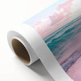 Vibrant rolled canvas artwork showcasing a serene seascape with calming blue tones and gentle waves, perfect for enhancing coastal-themed decor.