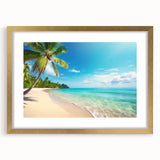 Gold-framed wall art featuring a vibrant seascape design, showcasing calming blue waves and a sunset backdrop, perfect for enhancing coastal-themed decor.