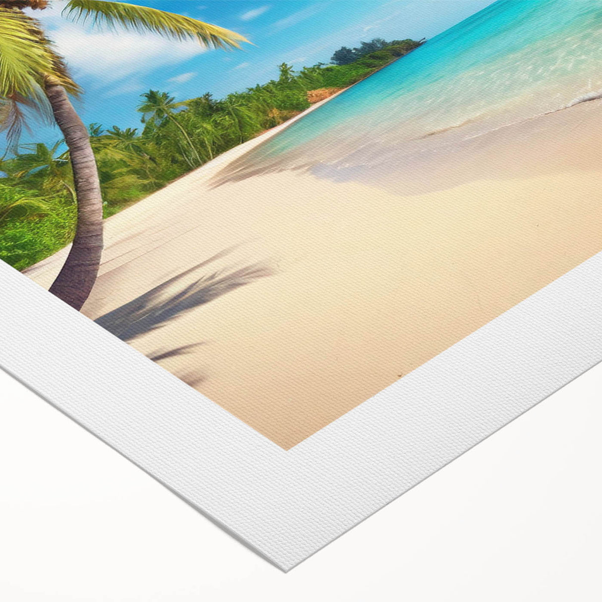 Rolled canvas wall art showcasing a vibrant seascape design with soothing blue and green hues, ideal for coastal-themed decor, rolled and packaged securely.